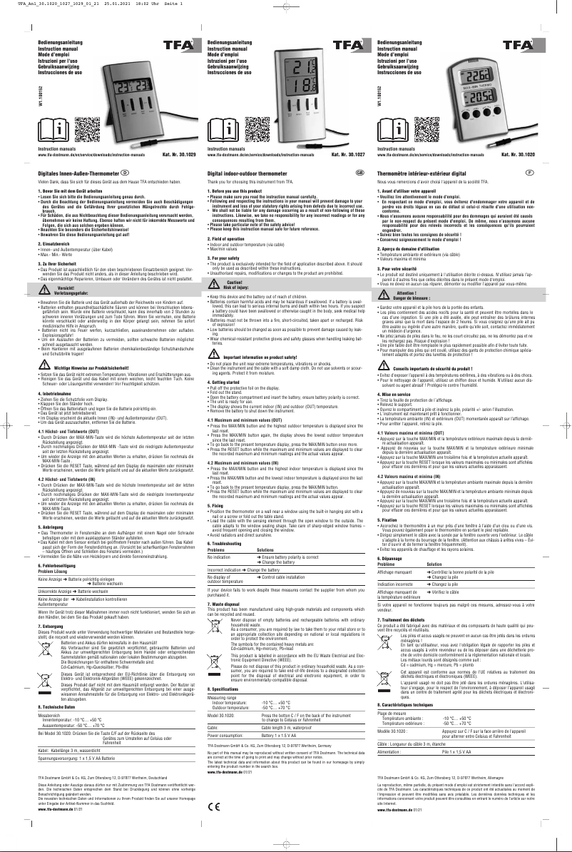 Imagen de la primera página del manual del dispositivo 30.1020