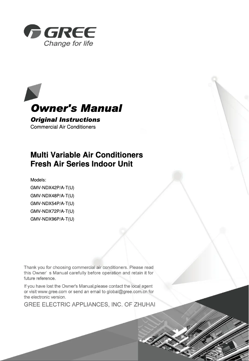 Imagen de la primera página del manual del dispositivo GMV-NDX42P/A-T