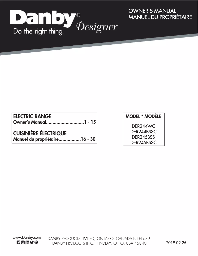 Imagen de la primera página del manual del dispositivo DER244WC