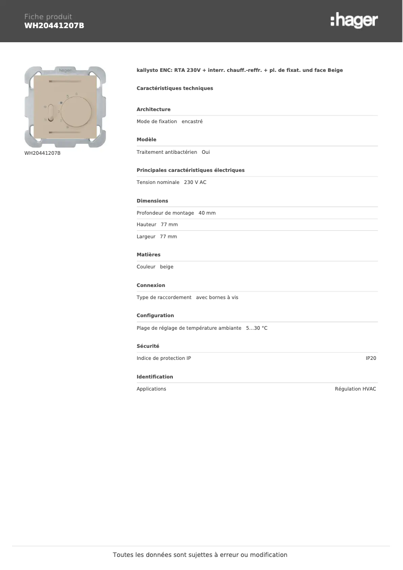 Imagen de la primera página del manual del dispositivo WH20441207B