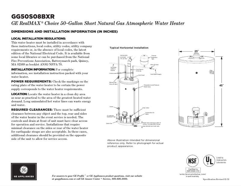 Página nº 1 - Ficha técnica GE GG50S08BXR