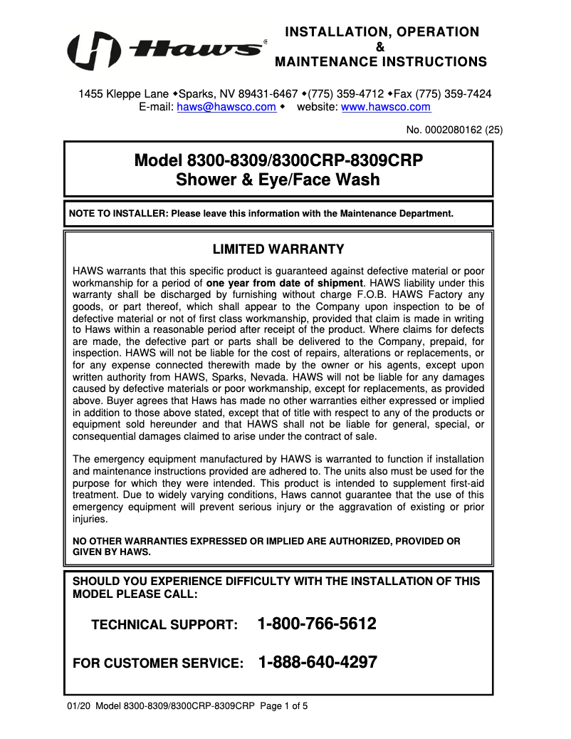 Imagen de la primera página del manual del dispositivo 8300CRP-8309CRP