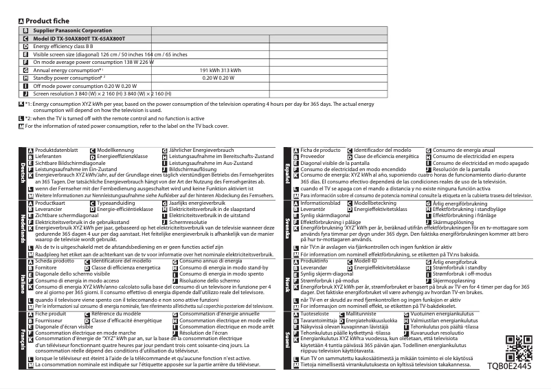 Página 1 del manual Manual de usuario Panasonic Viera TX-50AX800T