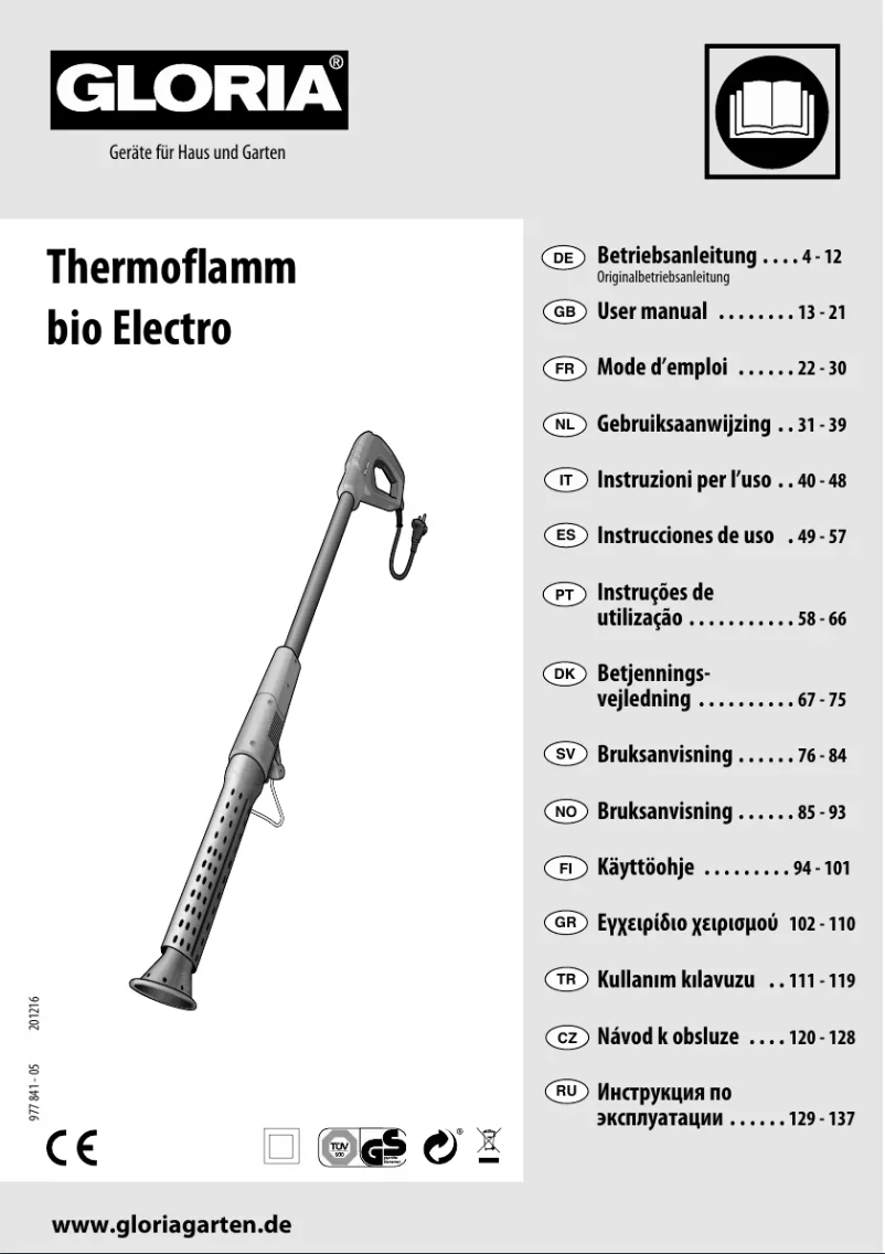 Imagen de la primera página del manual del dispositivo Thermoflamm bio Electro