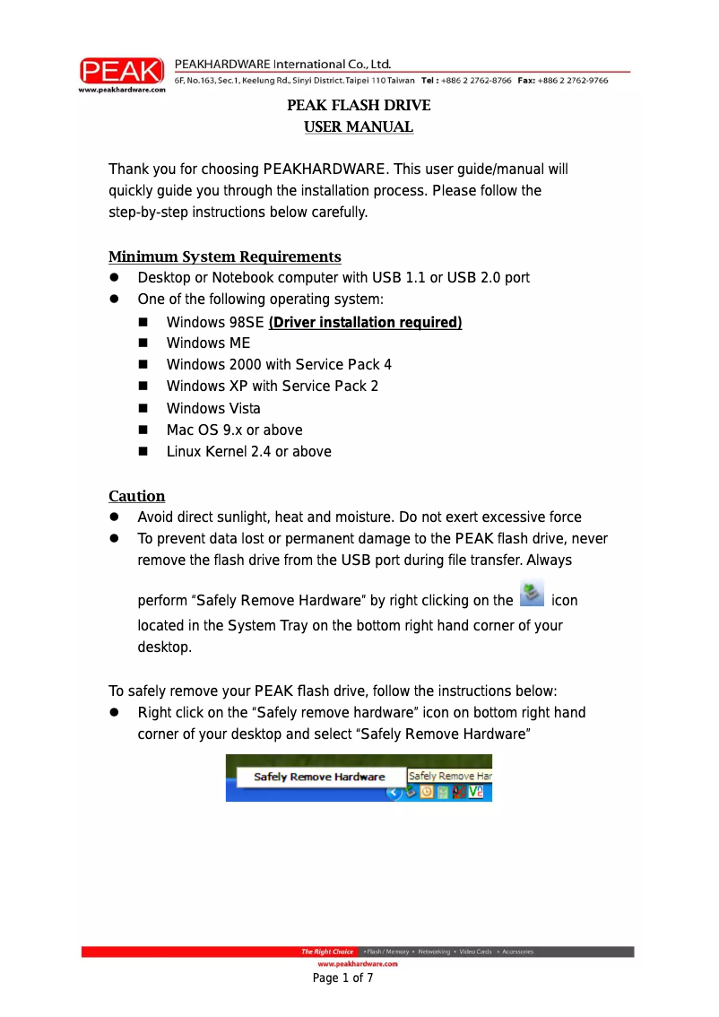 Página 1 del manual Manual de usuario Peak Xtreme2 200X 4GB