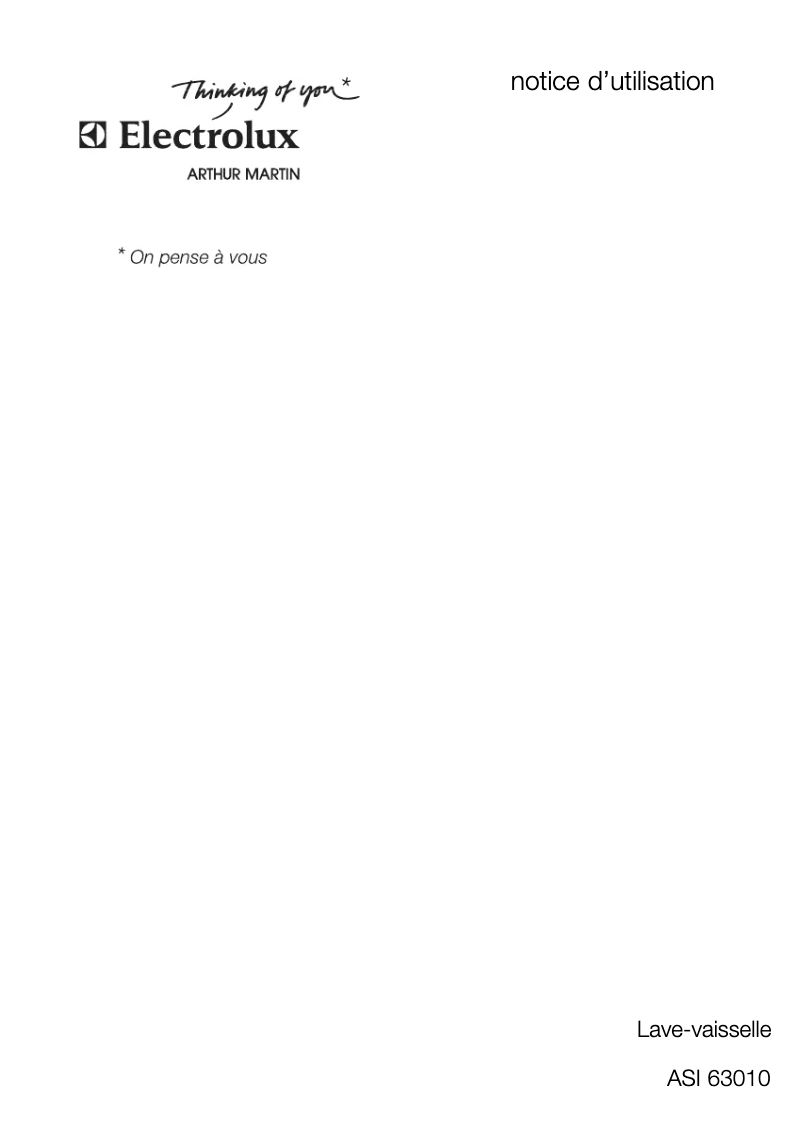 Página 1 del manual Manual de usuario Arthur Martin-Electrolux ASI 630