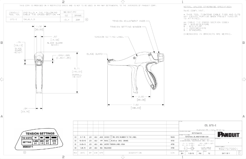 Página 1 del manual Dibujo técnico Panduit GTS-E