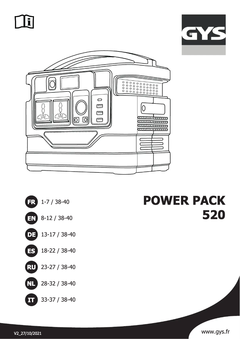 Página 1 del manual Manual de usuario GYS Power Pack 520