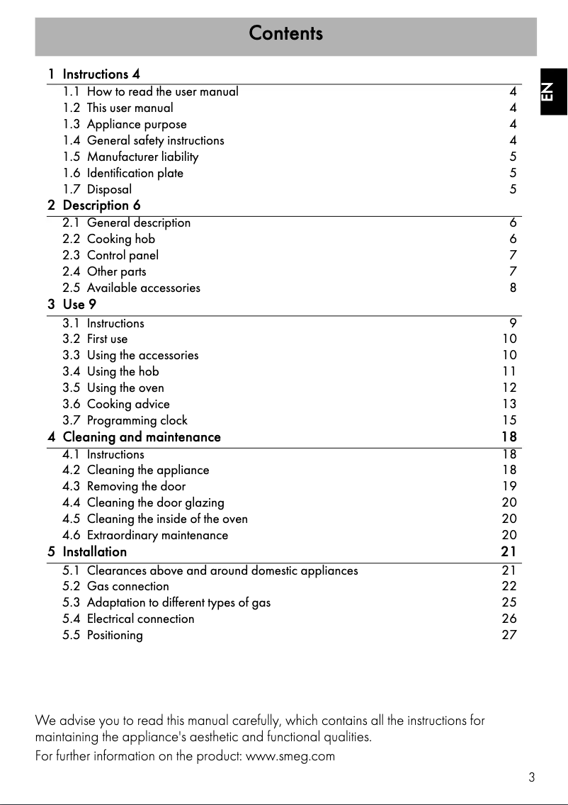 Página 1 del manual Manual de usuario Smeg TRA90