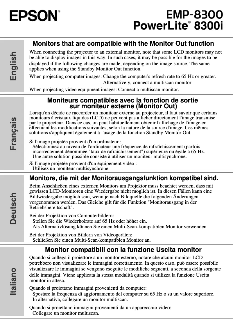 Página 1 del manual Manual de usuario Epson PowerLite 8300i