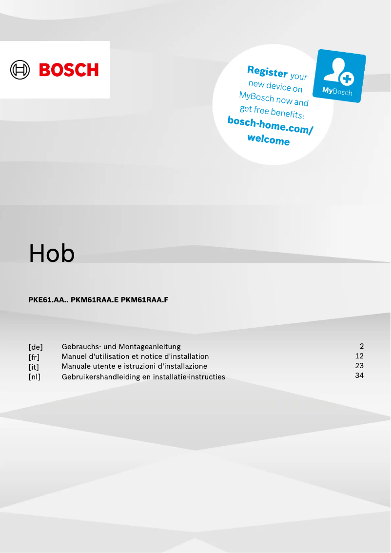 Imagen de la primera página del manual del dispositivo PKE61RAA2E