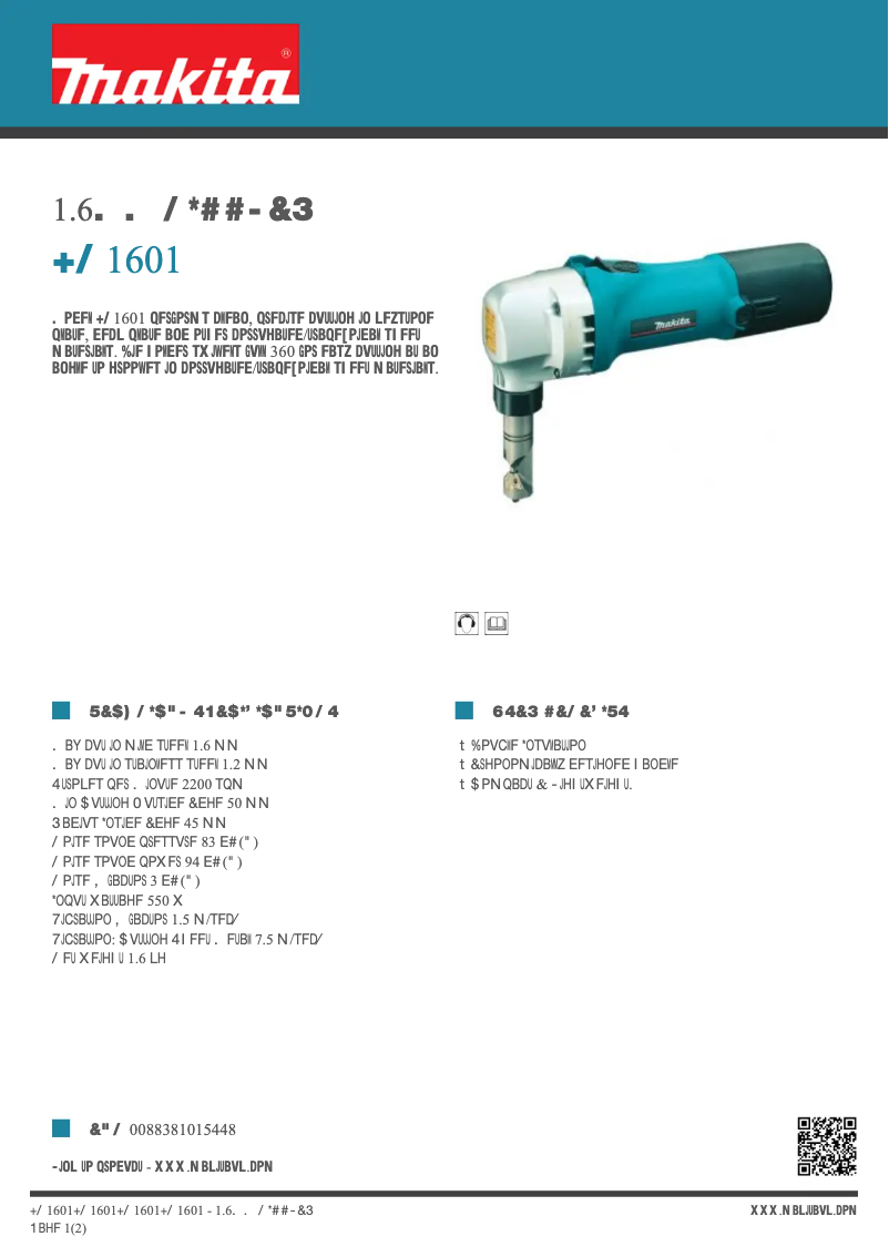 Imagen de la primera página del manual del dispositivo JN1601