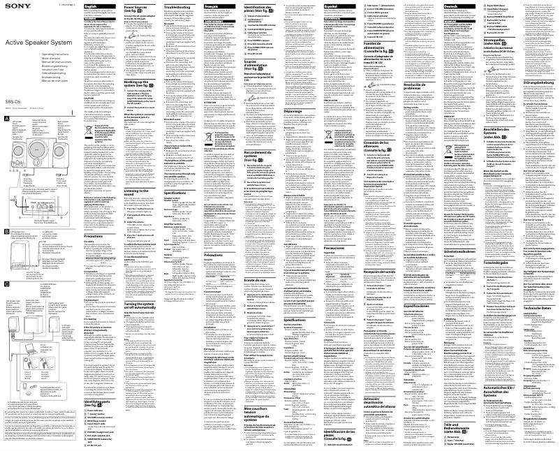 Imagen de la primera página del manual del dispositivo SRS-D5