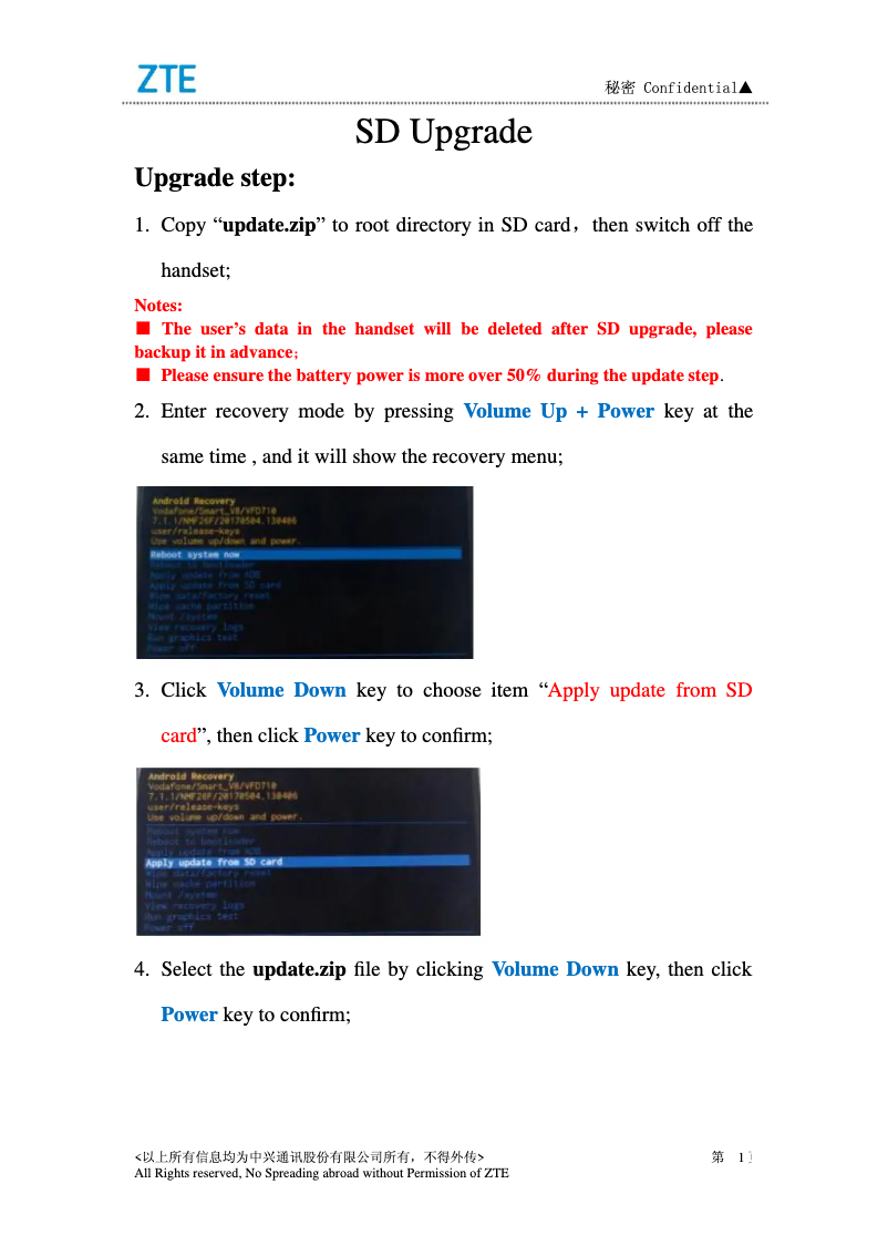 Página 1 del manual Manual de usuario ZTE VFD 710
