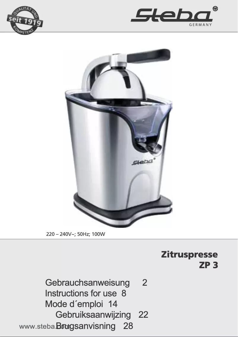 Imagen de la primera página del manual del dispositivo ZP 3