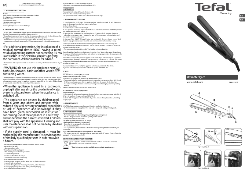 Página 1 del manual Manual de usuario Tefal Ultimate Styler HS6020
