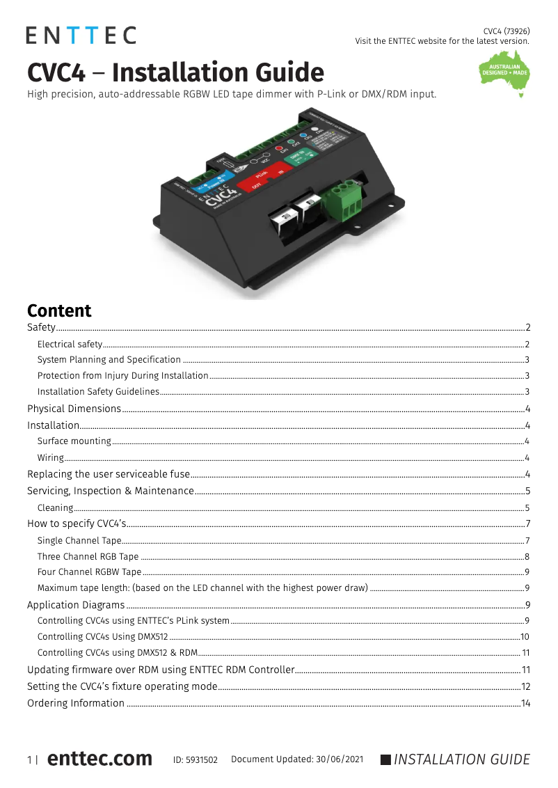 Imagen de la primera página del manual del dispositivo CVC4