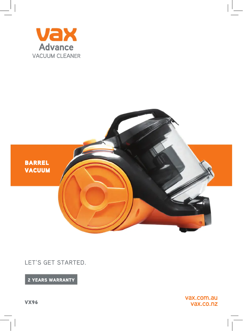 Página nº 1 - Manual de usuario Vax Advance VX96