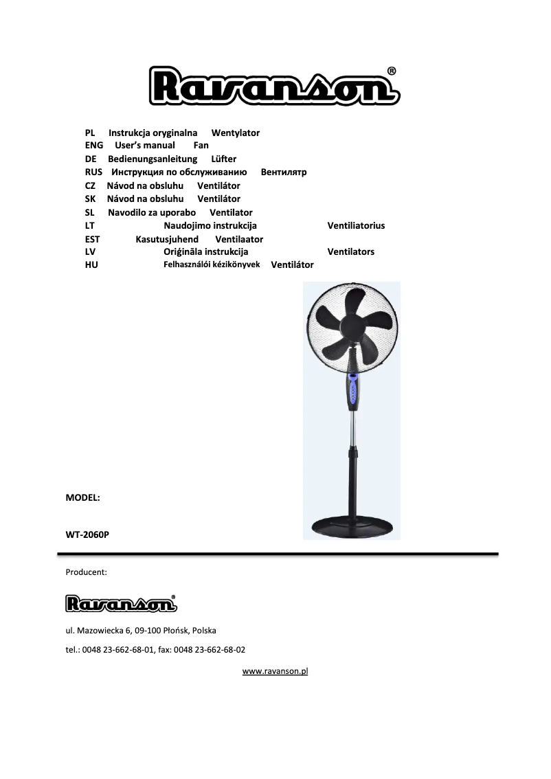 Imagen de la primera página del manual del dispositivo WT-2060P