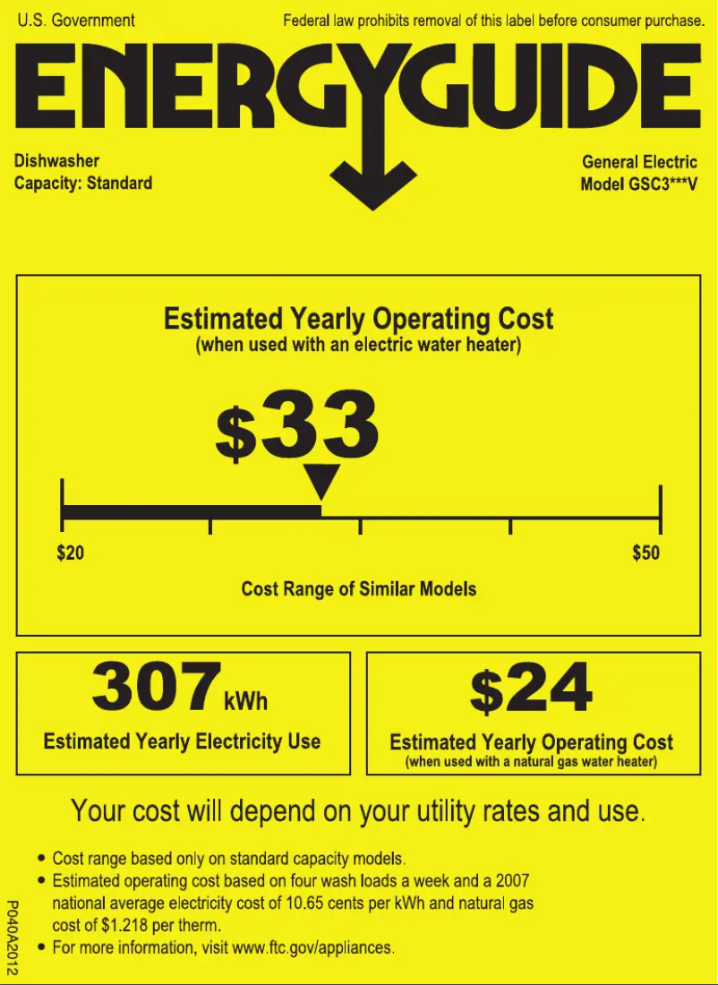 Página 1 del manual Etiqueta energética GE GSC3500VBB