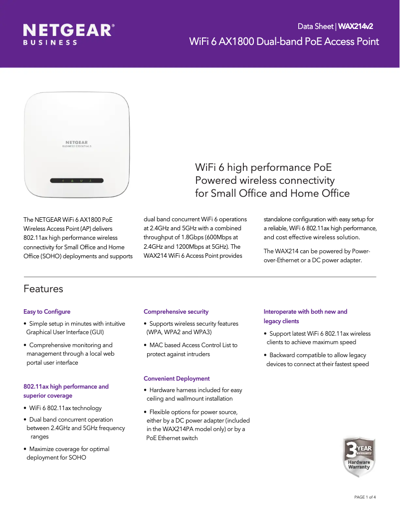 Imagen de la primera página del manual del dispositivo WAX214v2