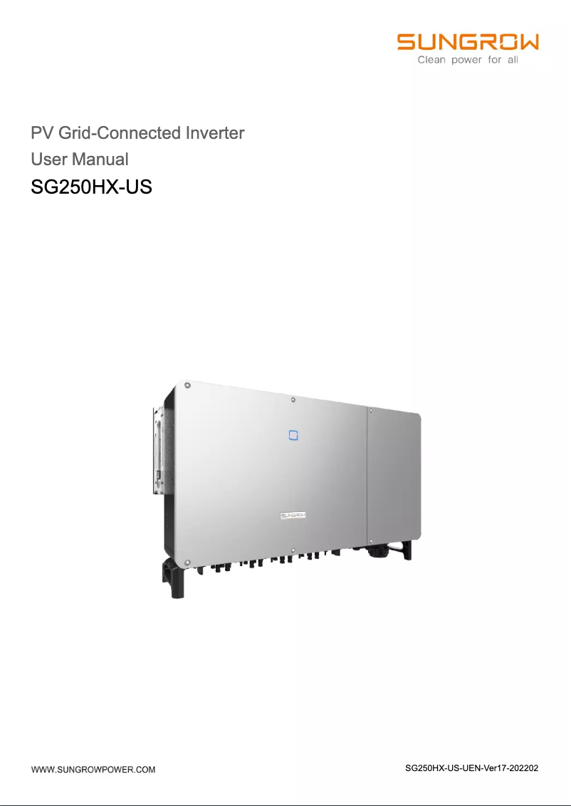 Página 1 del manual Manual de usuario Sungrow SG250HX-US