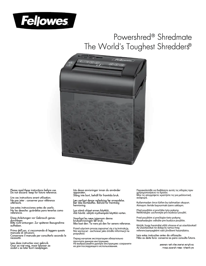 Página 1 del manual Manual de usuario Fellowes Powershred Shredmate
