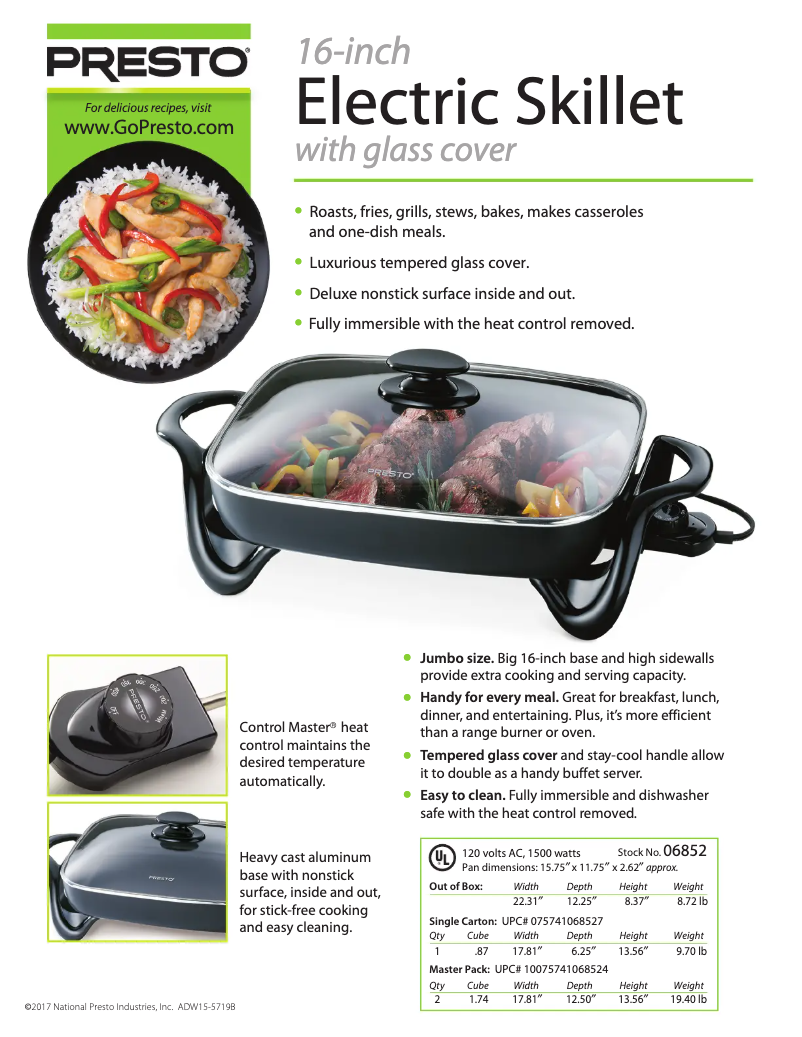 Página 1 del manual Ficha técnica Presto 06852