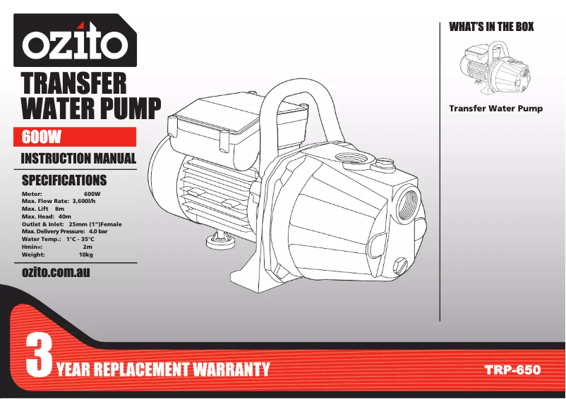 Página nº 1 - Manual de usuario Ozito TRP-650