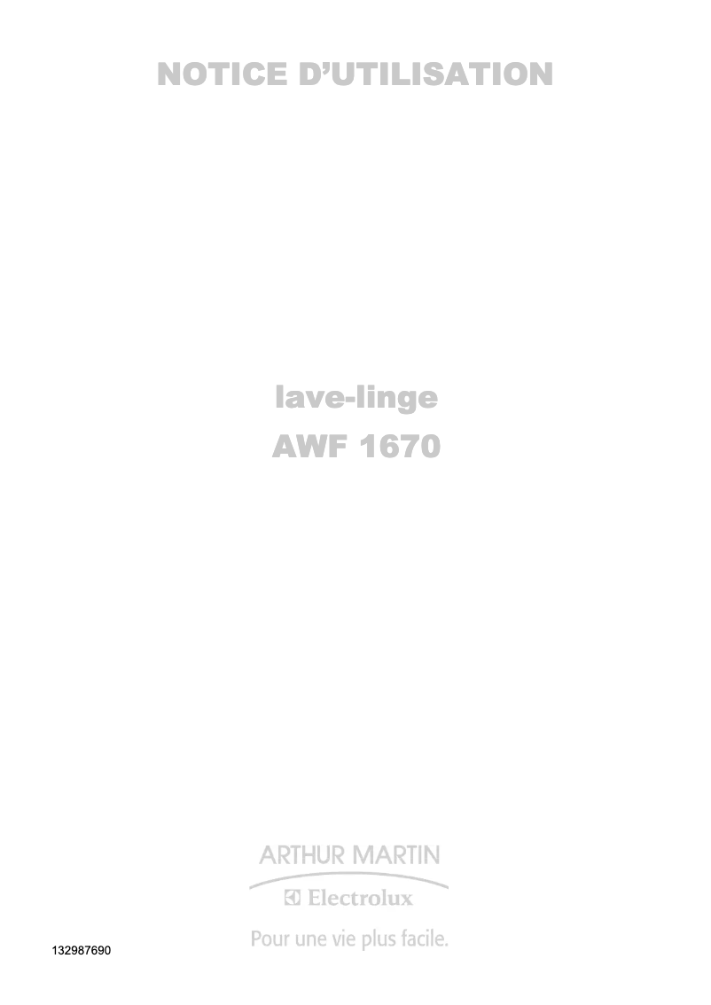 Página 1 del manual Manual de usuario Arthur Martin-Electrolux AWF 1670