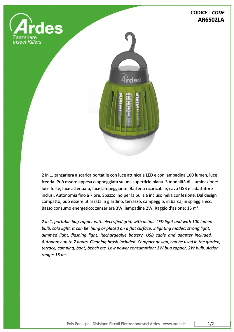 Imagen de la primera página del manual del dispositivo AR6S02LA