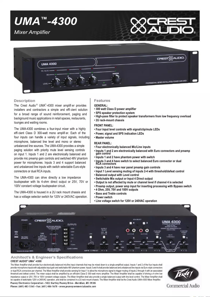 Imagen de la primera página del manual del dispositivo UMA 4300
