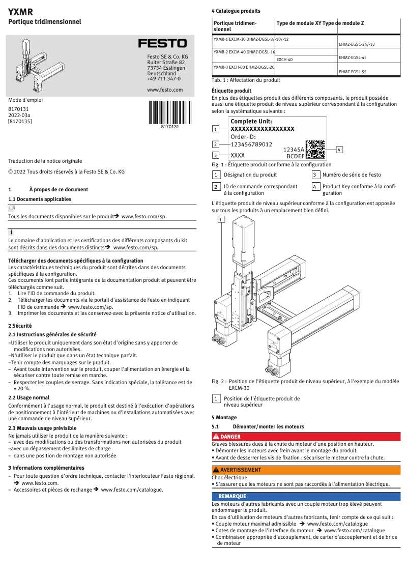 Página 1 del manual Manual de usuario Festo YXMR-1