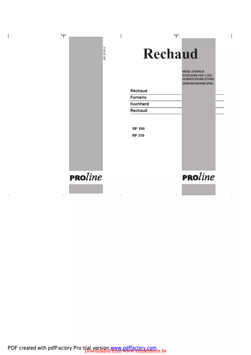 Imagen de la primera página del manual del dispositivo RP 250
