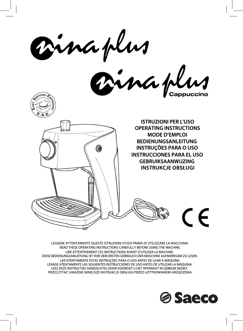 Página 1 del manual Manual de usuario Philips Saeco Nina Plus RI9353