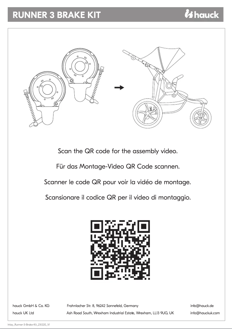 Página 1 del manual Manual de usuario Hauck Runner 3 Brake Kit