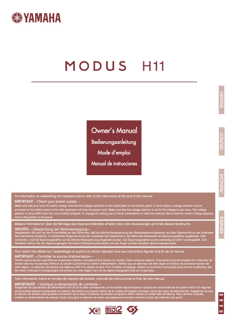 Página 1 del manual Manual de usuario Yamaha Modus H11