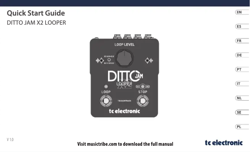 Imagen de la primera página del manual del dispositivo Ditto Jam X2 Looper