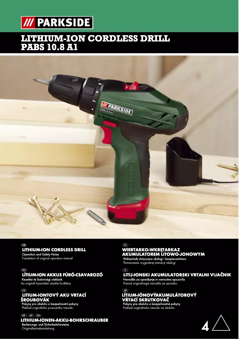 Página 1 del manual Manual de usuario Parkside PABS 10.8 A1