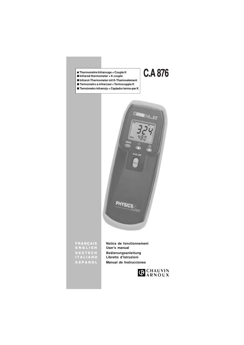 Página 1 del manual Manual de usuario Chauvin Arnoux C.A 876