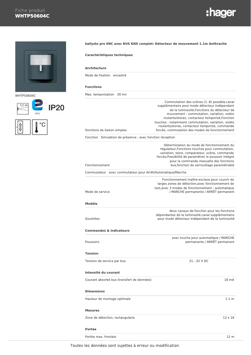 Imagen de la primera página del manual del dispositivo WHTP50604C