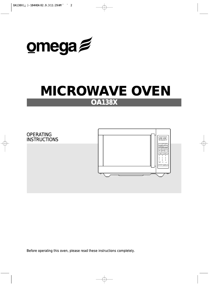 Imagen de la primera página del manual del dispositivo OA138X