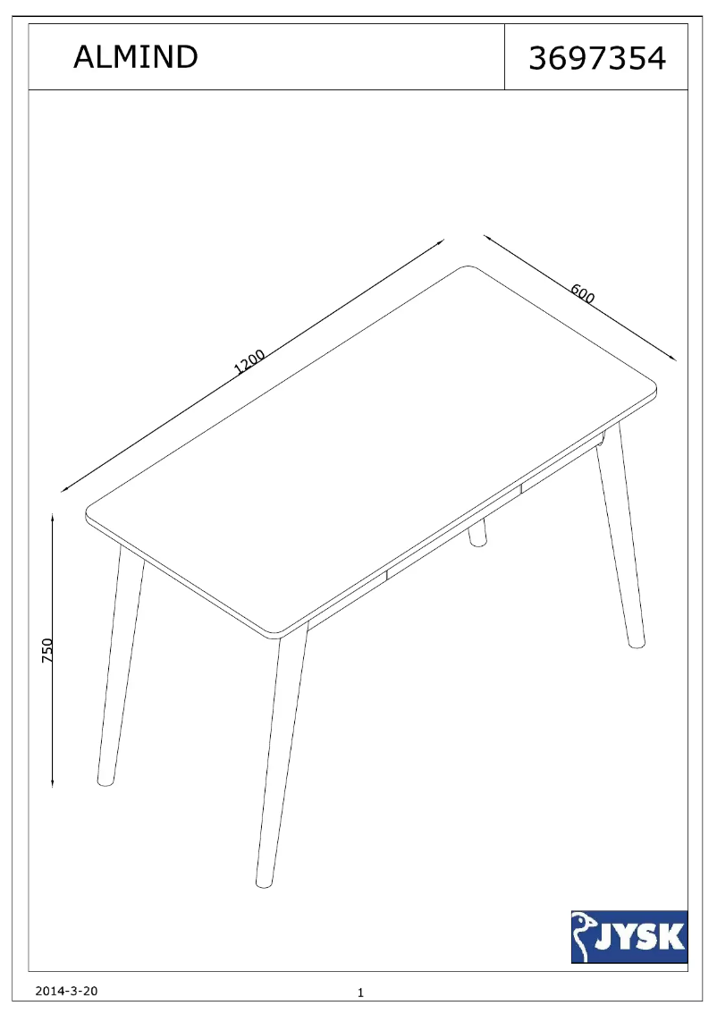 Página nº 1 - Manual de usuario JYSK Almind (120x75x60)