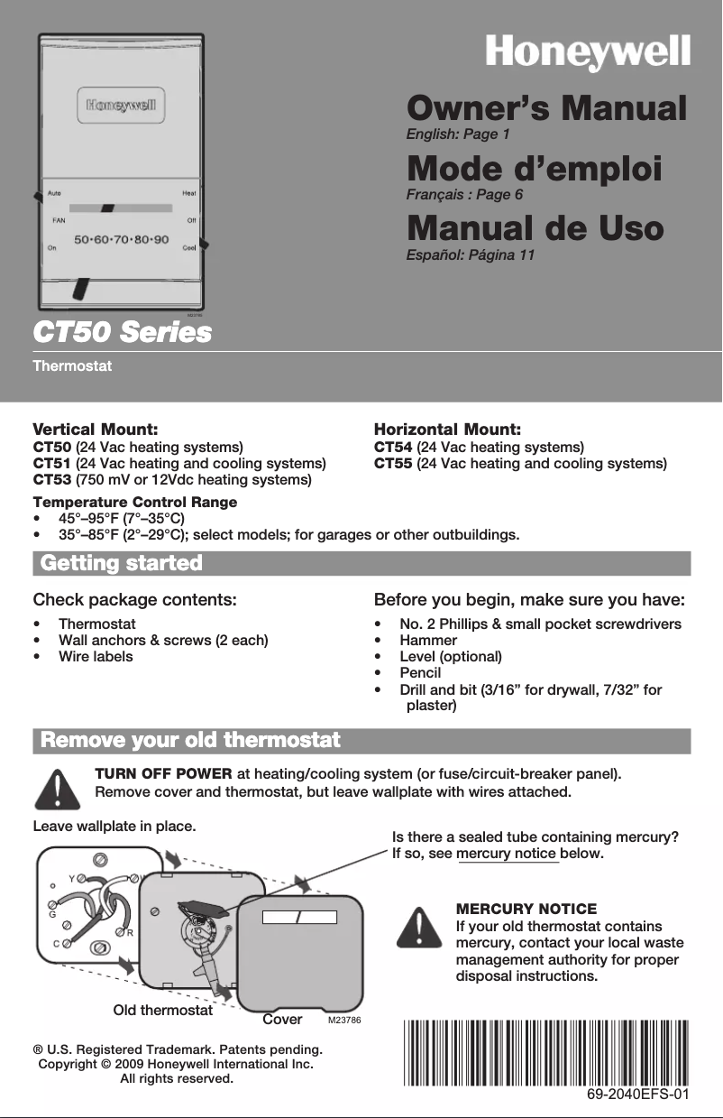 Imagen de la primera página del manual del dispositivo YCT50K1006