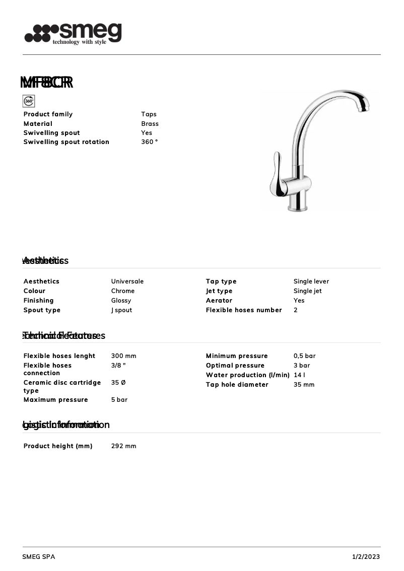 Página 1 del manual Folleto Smeg MF8CR