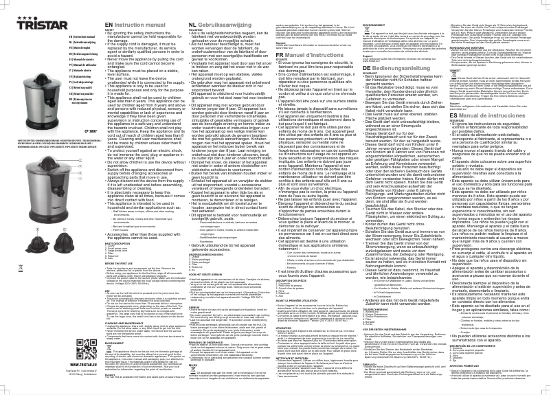 Página 1 del manual Manual de usuario TriStar CP-3007