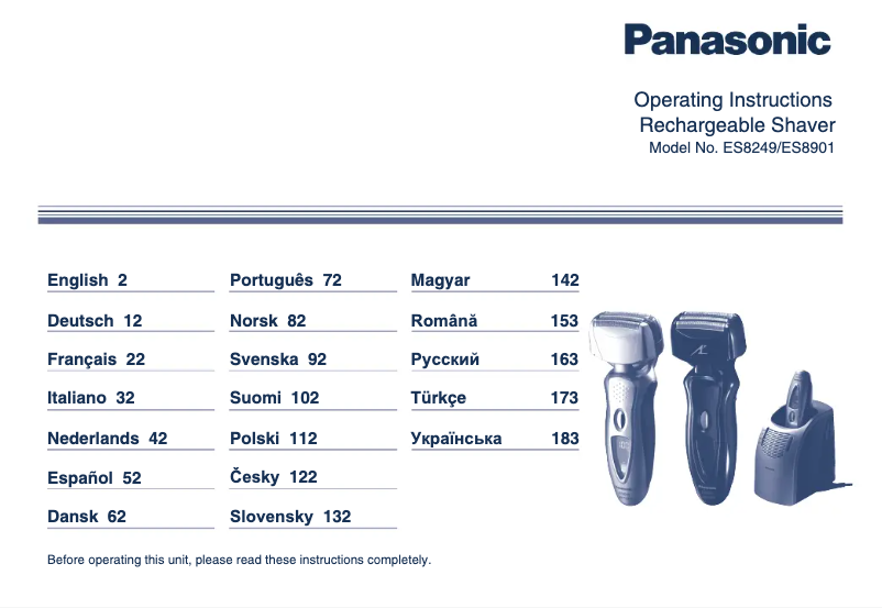 Página 1 del manual Manual de usuario Panasonic ES8901