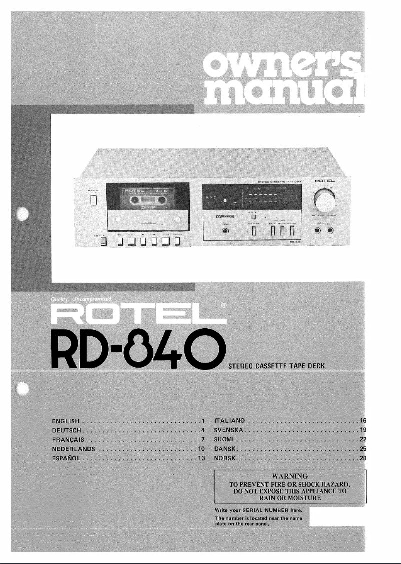 Página nº 1 - Manual de usuario Rotel RD-840