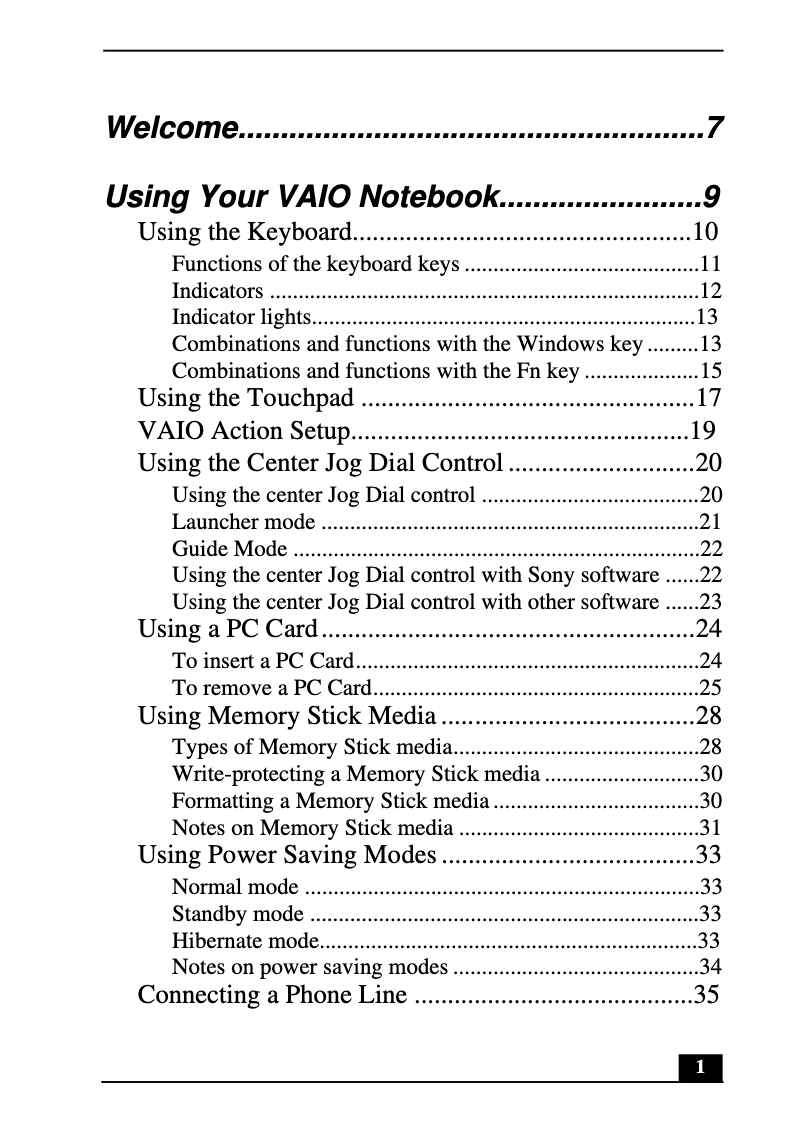 Página 1 del manual Manual de usuario Sony Vaio PCG-R505JL