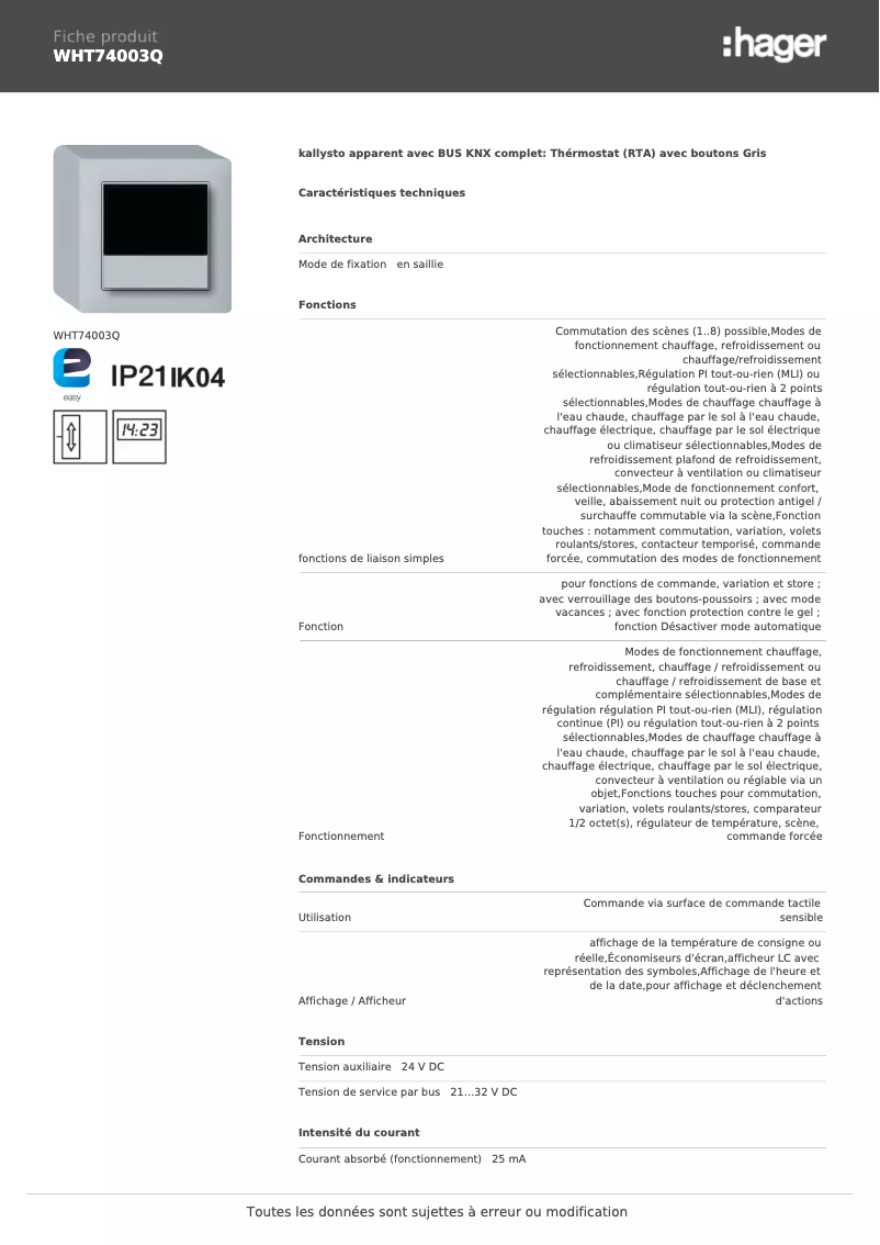 Imagen de la primera página del manual del dispositivo WHT74003Q
